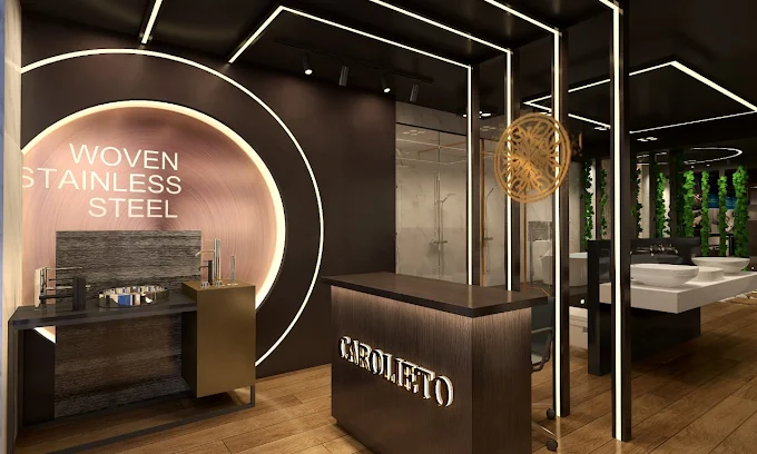 Carolieto luxury smart bathroom experience centre showcasing AI bathrooms, designer basins and premium shower systems in New Delhi