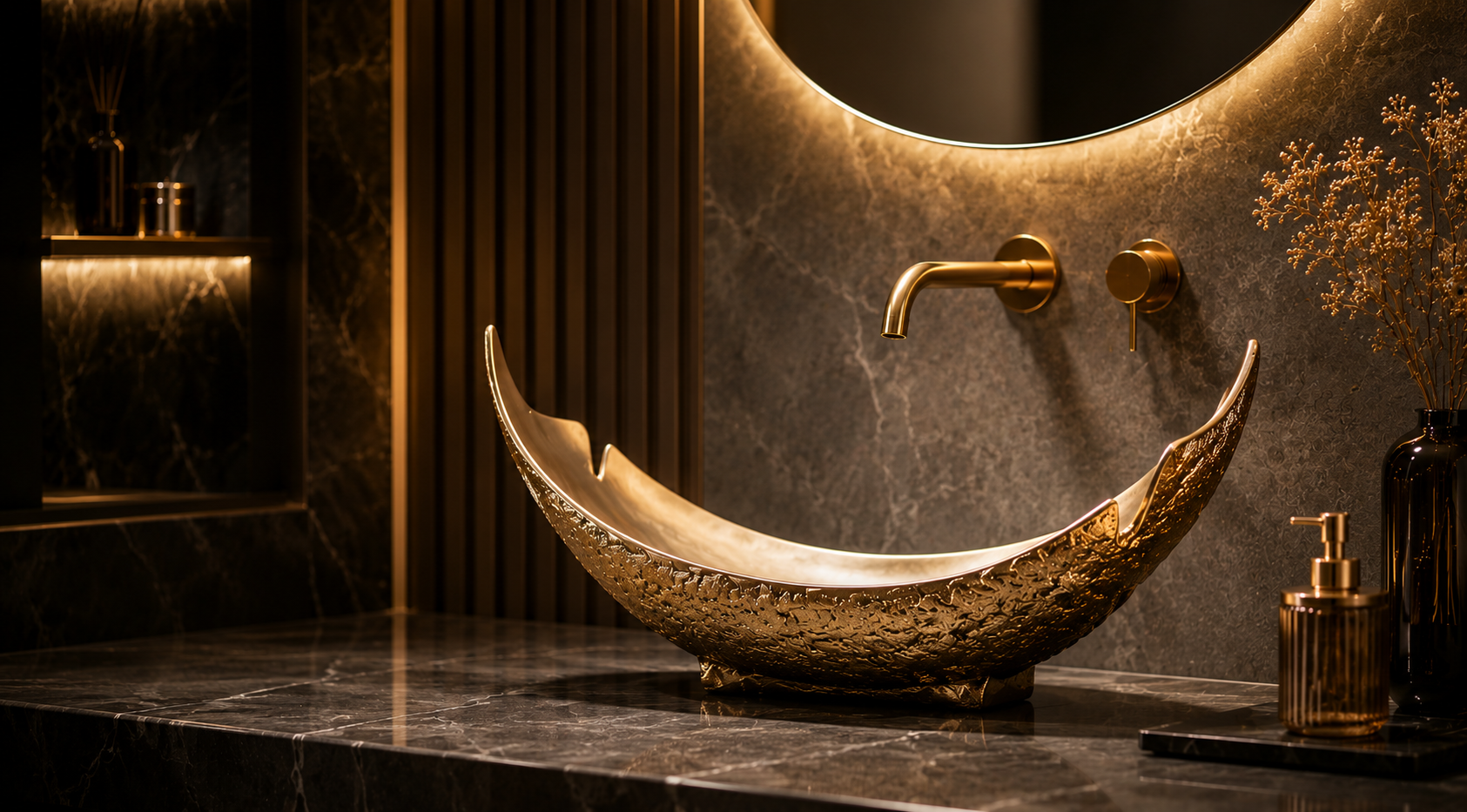Luxury designer wash basin with premium bathroom fittings in Delhi for a modern and sophisticated bathroom by CAROLIETO.