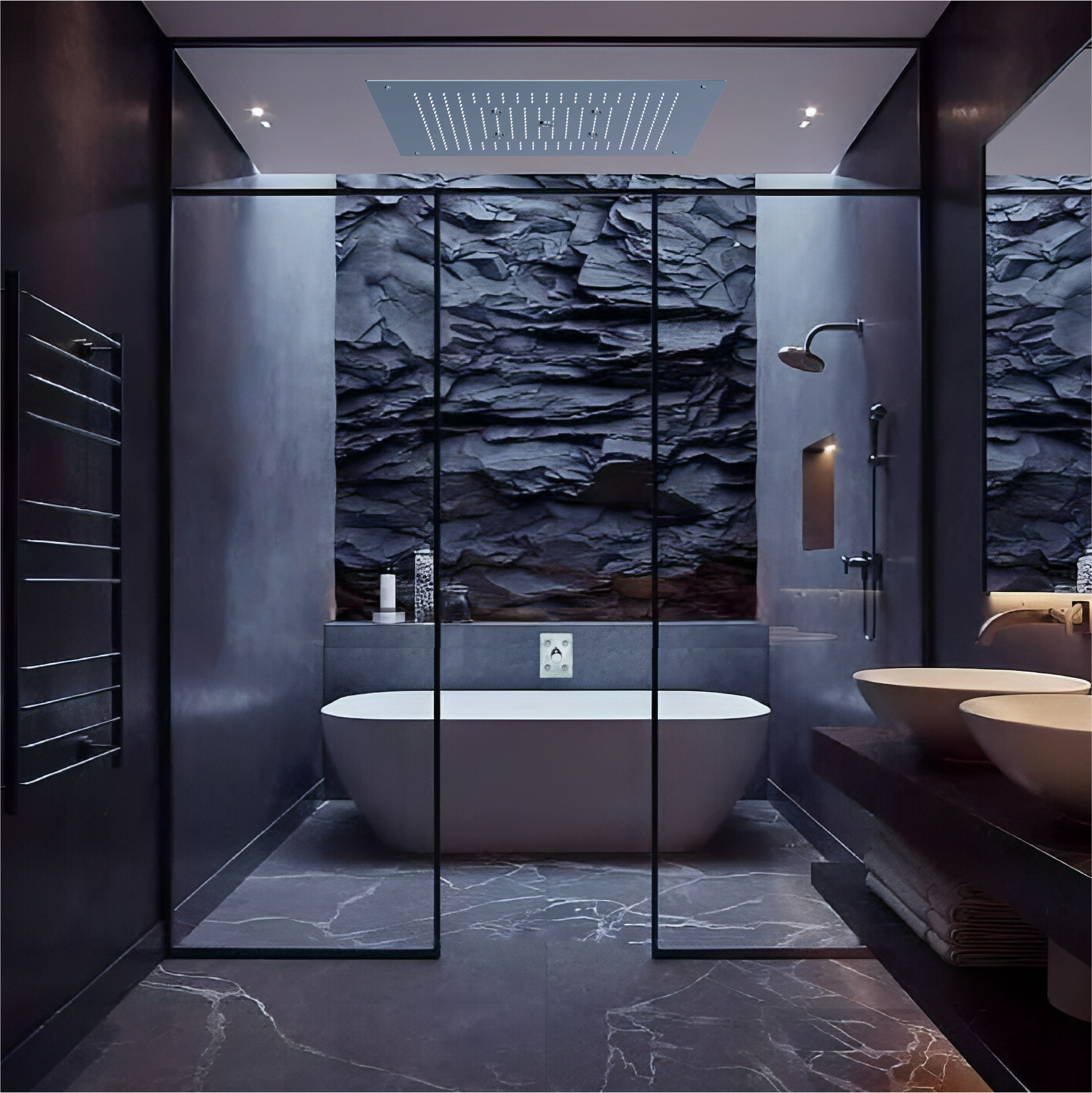 AI intelligent bathroom with automated showers, lighting and controls