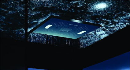 Premium ceiling showers with rain, cascade and mist functions